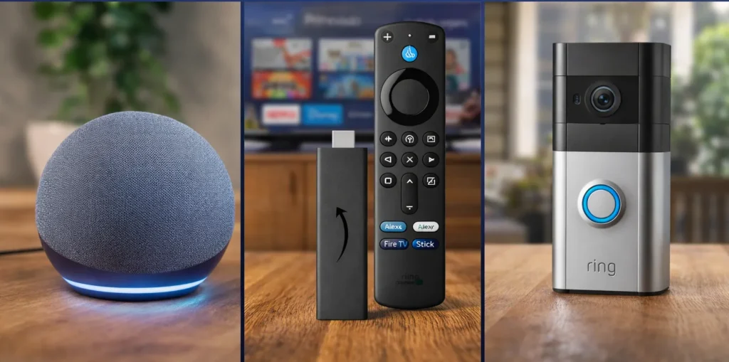 Amazon smart home devices for UK buyers including Echo Dot Fire TV Stick and video doorbell
