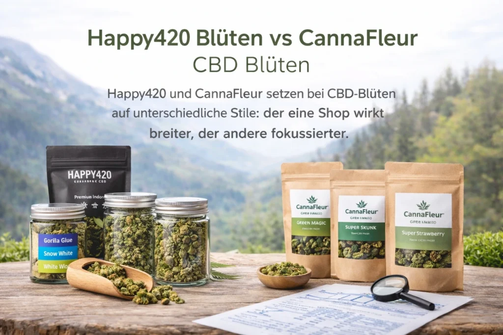 Happy420 Blüten und CannaFleur CBD Blüten im Vergleich für Deutschland