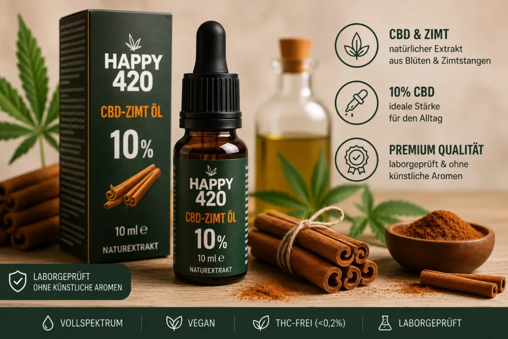 Happy420 CBD Zimt Öl 10% Test 2026 mit Gutschein und Kaufcheck