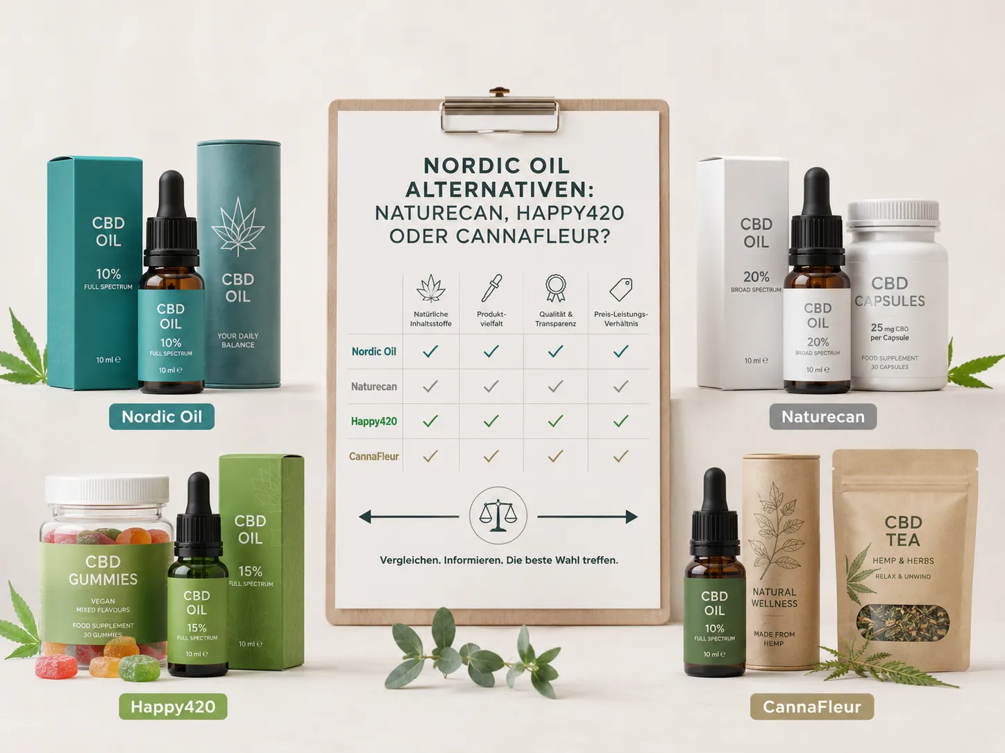 Nordic Oil Alternativen Naturecan, Happy420 und CannaFleur im Vergleich