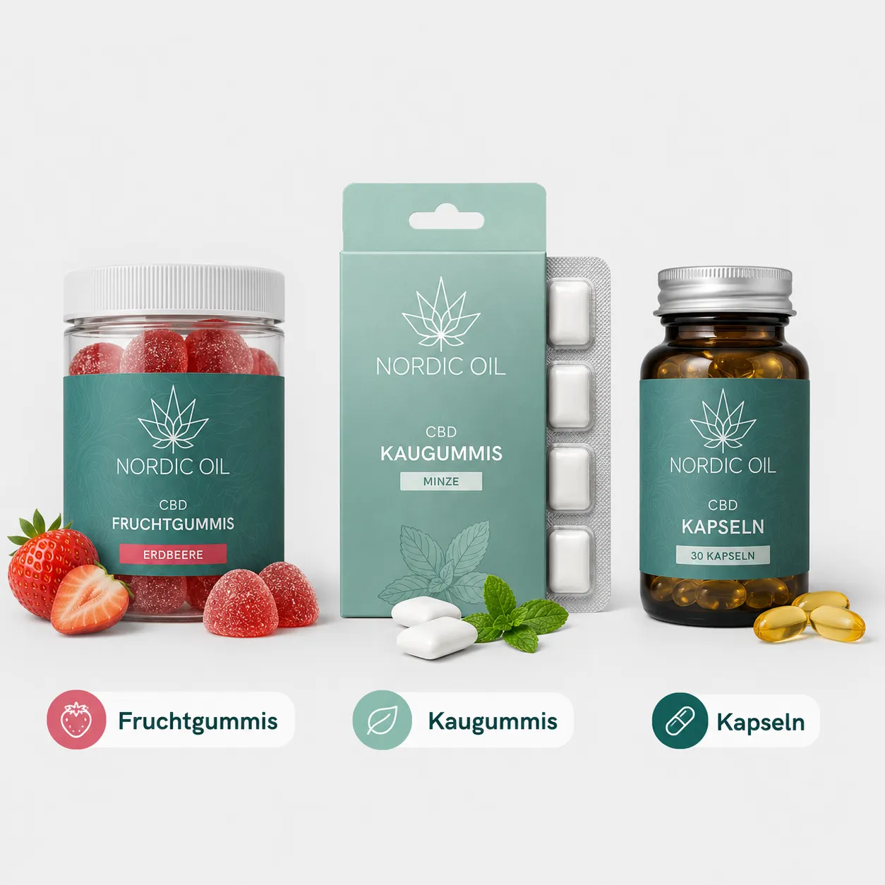 Nordic Oil CBD Fruchtgummis, CBD Kaugummis und CBD Kapseln im Vergleich
