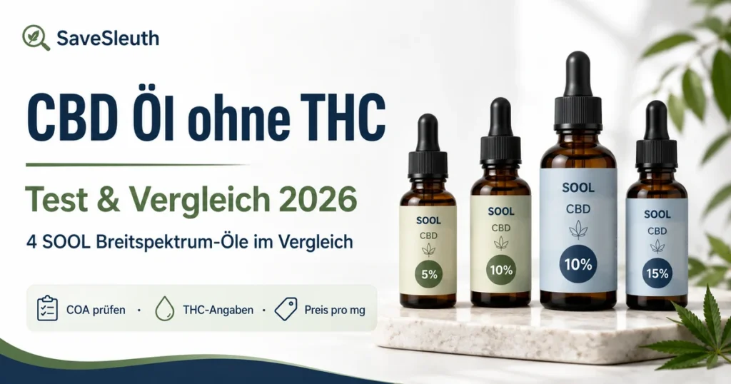 CBD Öl ohne THC Test 2026 mit vier SOOL Breitspektrum-Ölen im Vergleich