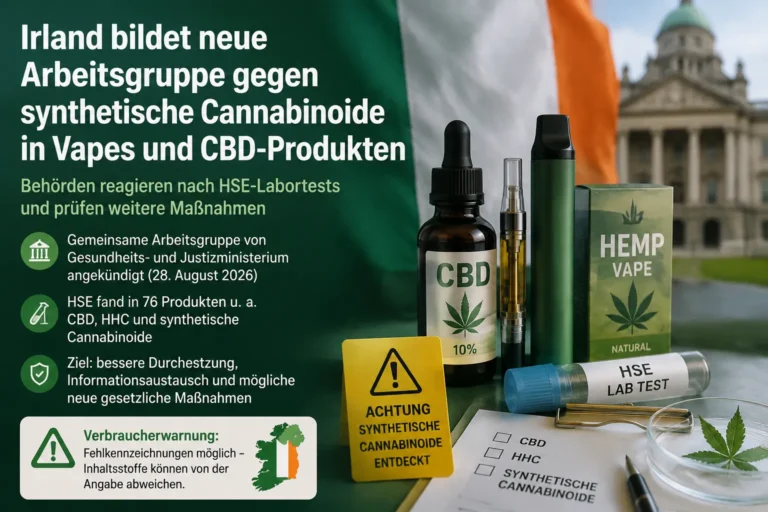 Irland reagiert auf synthetische Cannabinoide in Vapes und CBD-Produkten nach HSE-Labortests