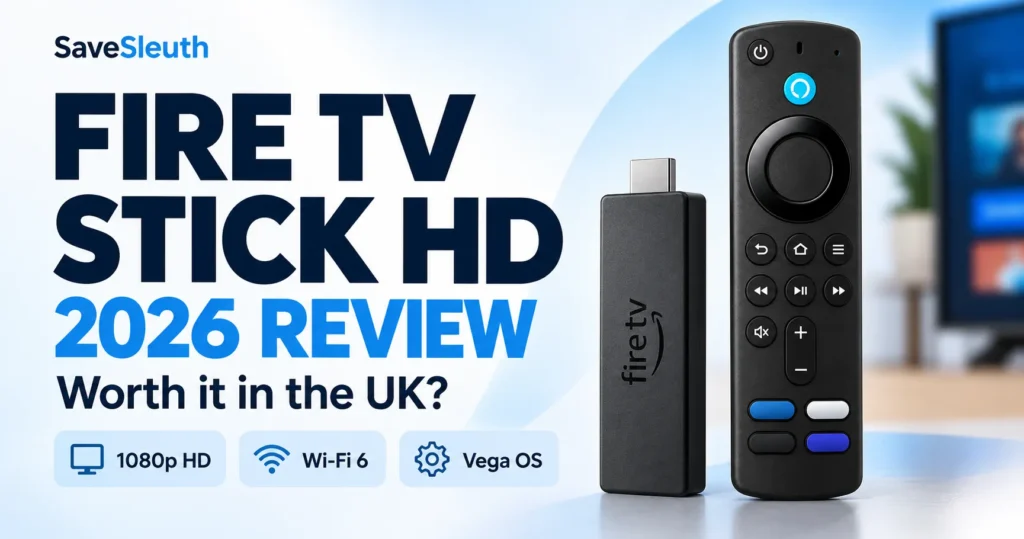 Amazon Fire TV Stick HD 2026 with Alexa Voice Remote – SaveSleuth UK review illustration