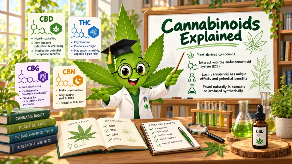Cannabinoids including CBD, THC, CBG and CBN explained