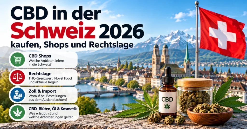 CBD in der Schweiz 2026 – Shops, Rechtslage, CBD-Blüten, Öl und Kosmetik